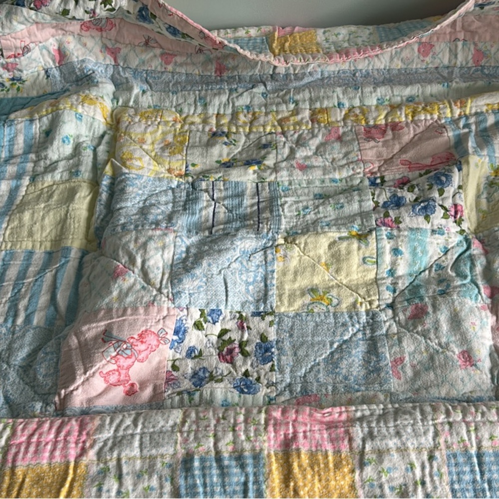 Handmade Colorful Patchwork Baby Child’s Quilt Soft 54x43 Unisex Blanket